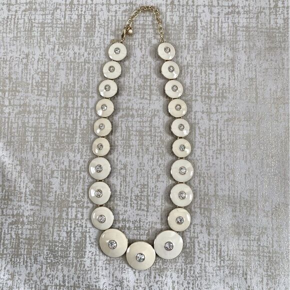 Grayce By Molly Sims White/Ivory Dot Disc Enamel Necklace. New in Box. NIB - Picture 2 of 8